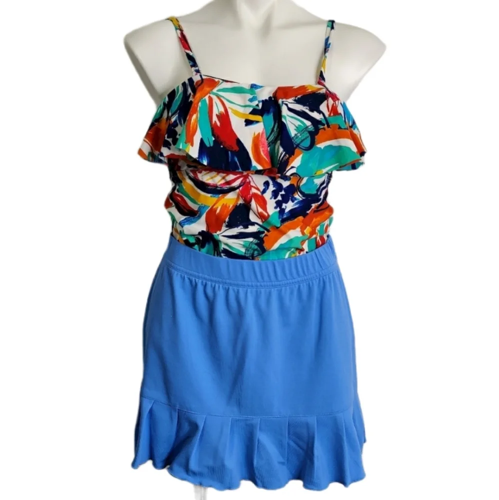 Catalina Abstract Multi Color Tankini Top NWT sz M